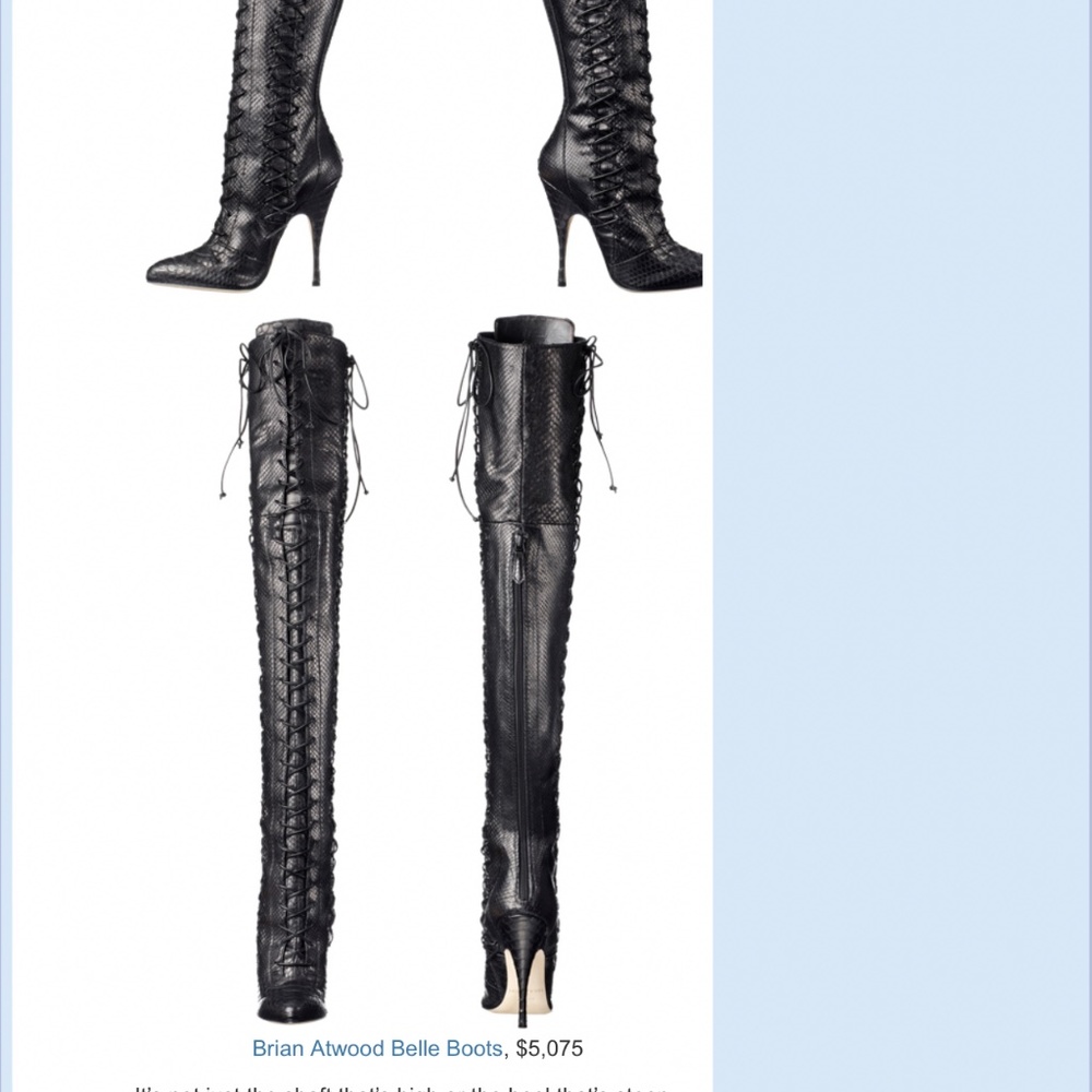 Brian Atwood Belle Cheetah Leapoard Leather CalfHair LaceUp Thigh Boots NEW 38 - Picture 10 of 11
